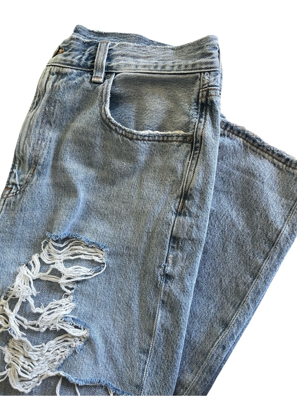 American Eagle Mom Jean Distressed Destroyed Denim Cotton Casual Womens Size 14